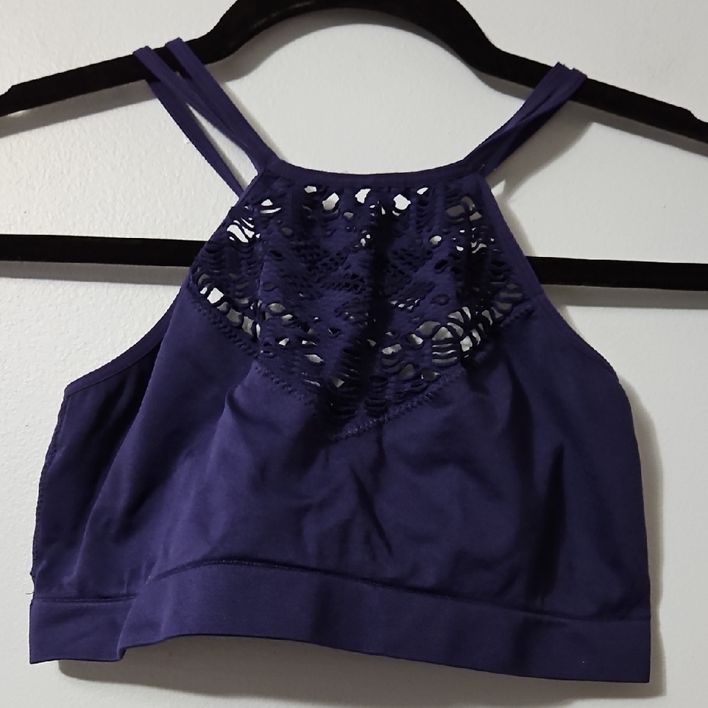 Zoe Bella Women's Dark Blue Lace Halter Top Size L